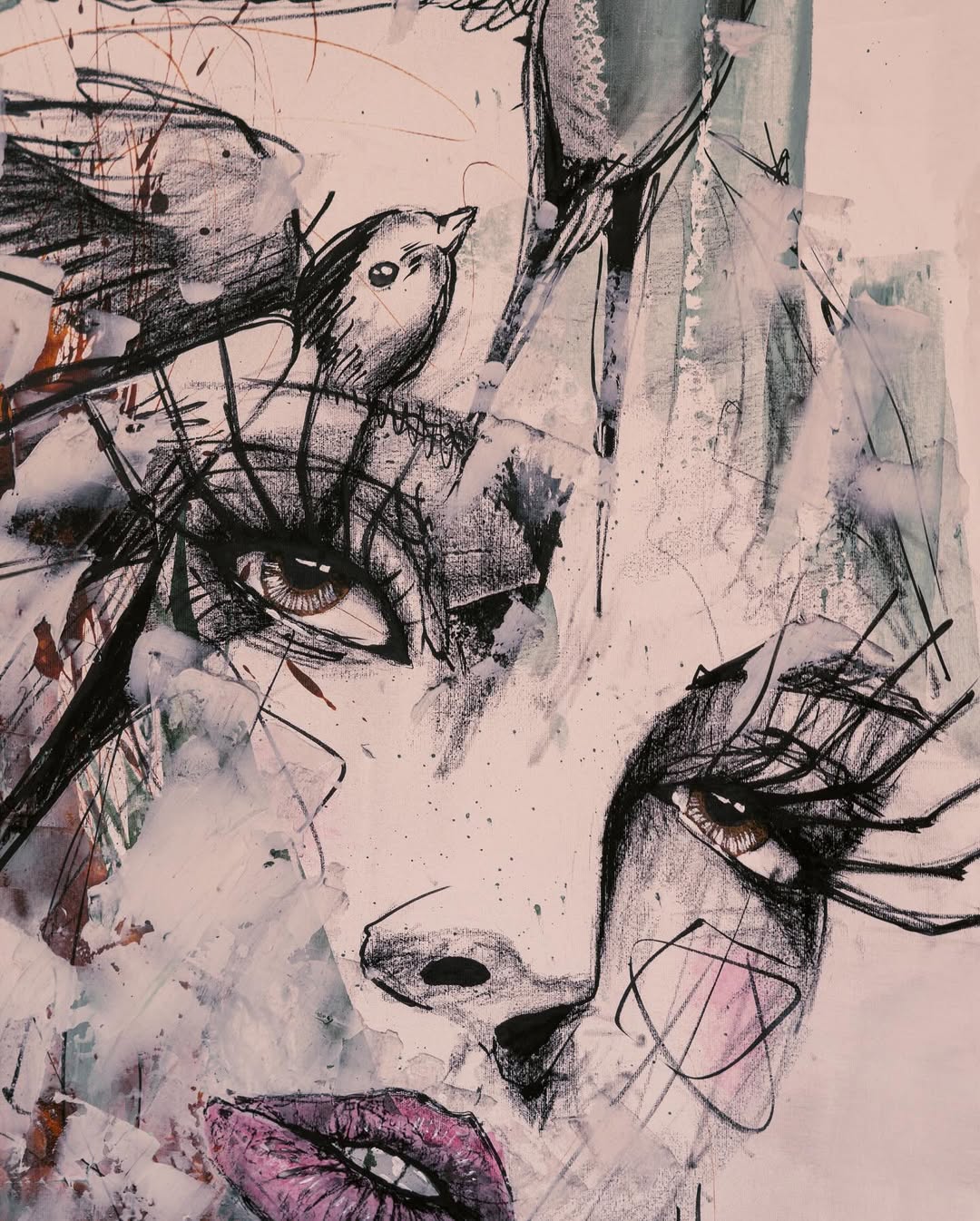 Detalhe de perto da pintura Liberdade